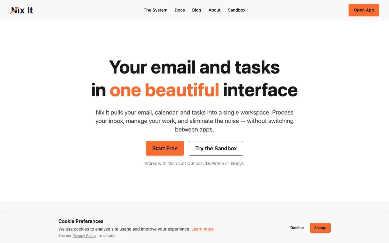 Nix It interface preview