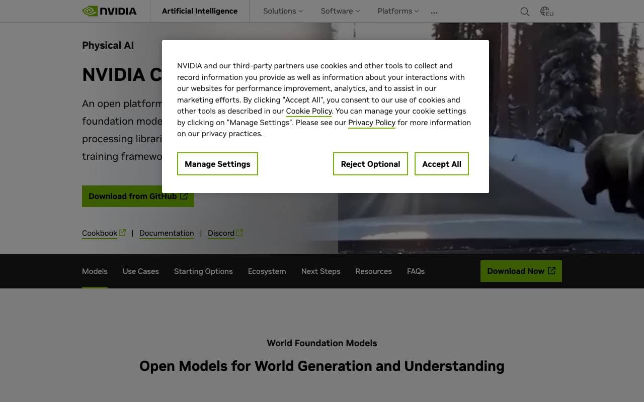 NVIDIA Cosmos interface preview