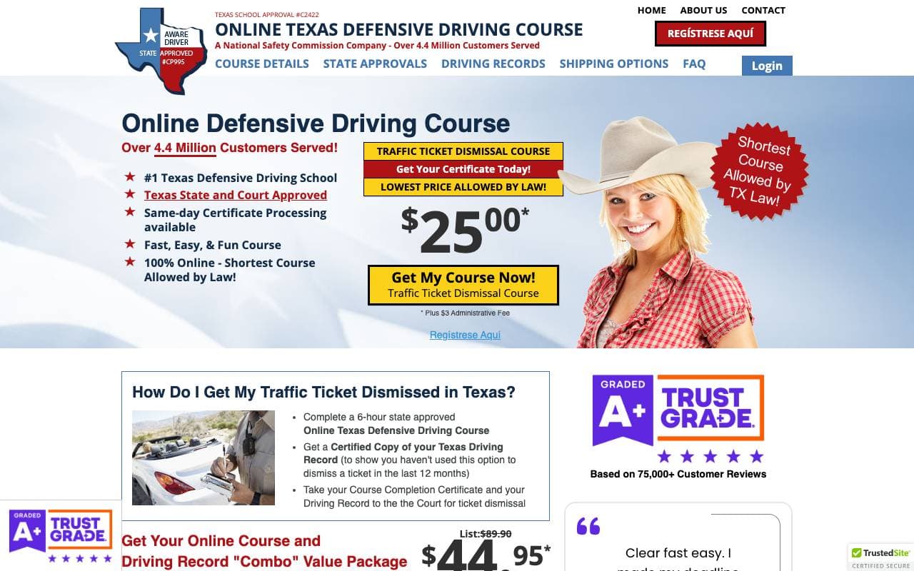 Online Texas Defensive Driving Course interface preview