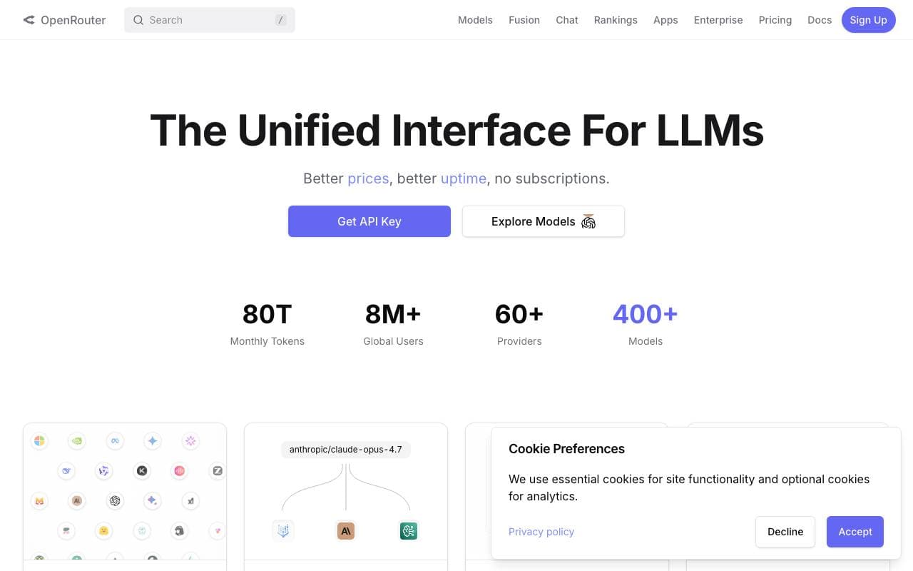 OpenRouter AI interface preview
