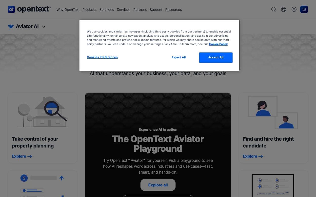 OpenText Aviator interface preview