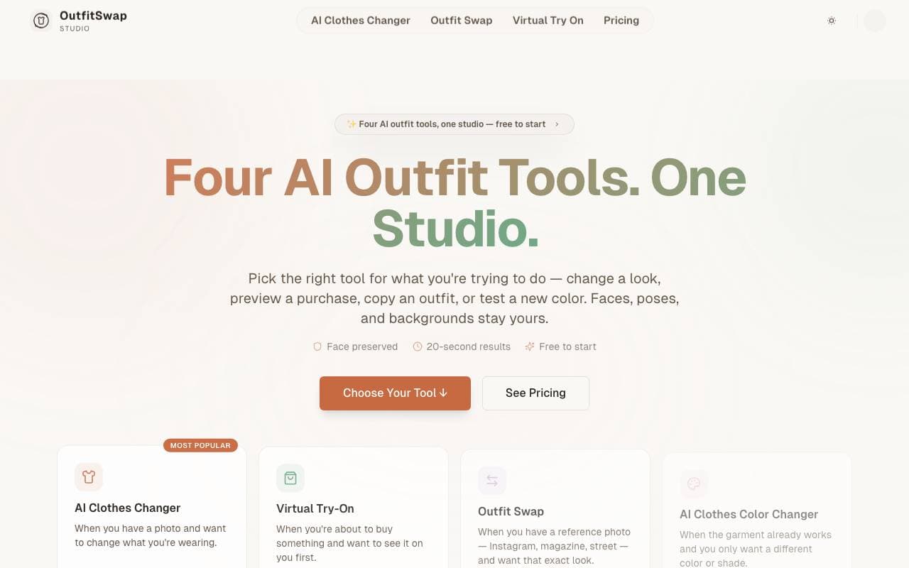 OutfitSwap Studio interface preview