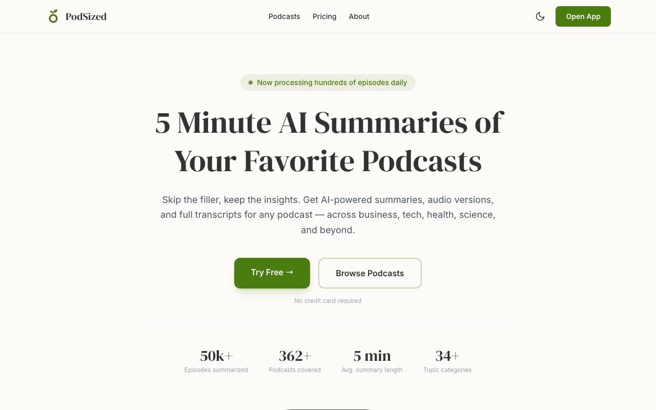 PodSized interface preview