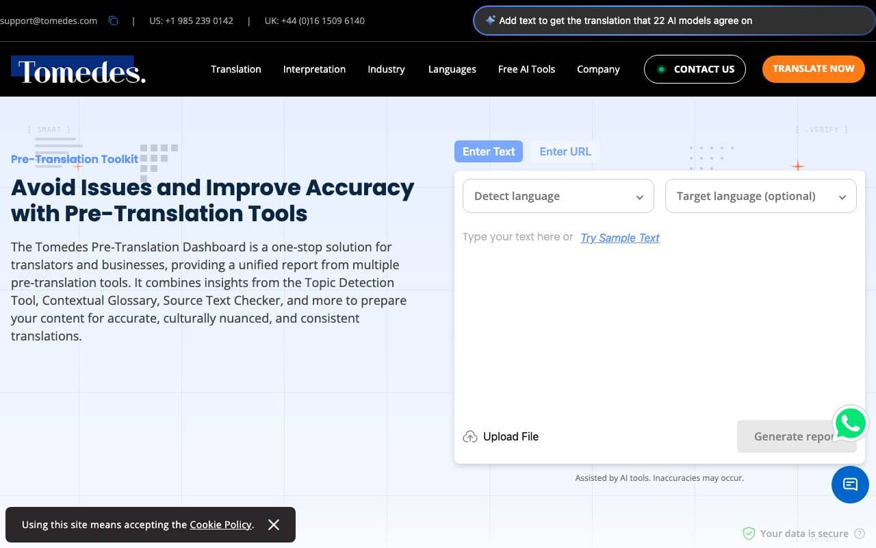 Pre-Translation Toolkit interface preview