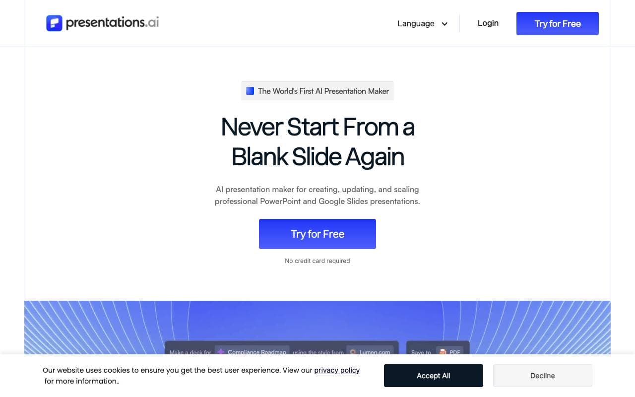 Presentations.AI interface preview