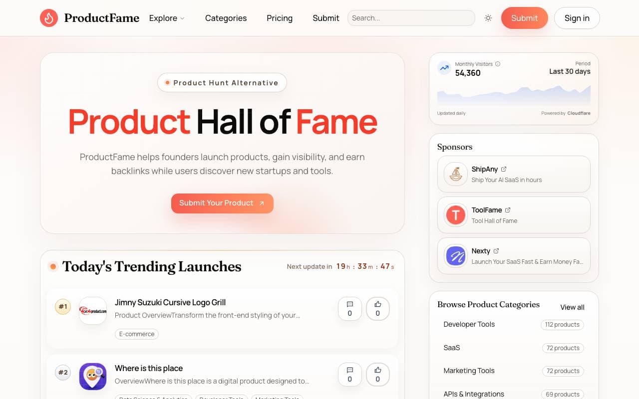 ProductFame interface preview