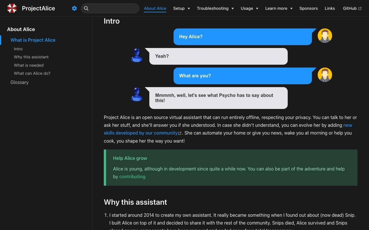 Project Alice interface preview