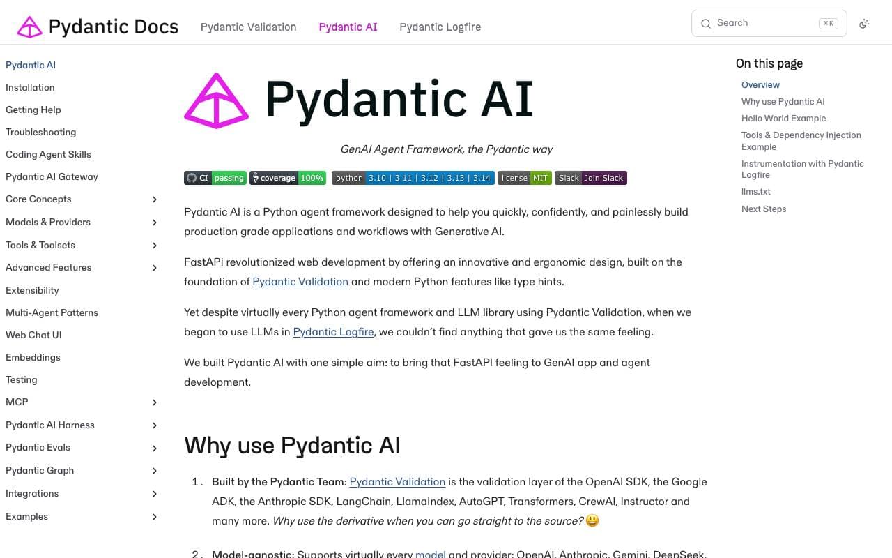 Pydantic AI interface preview
