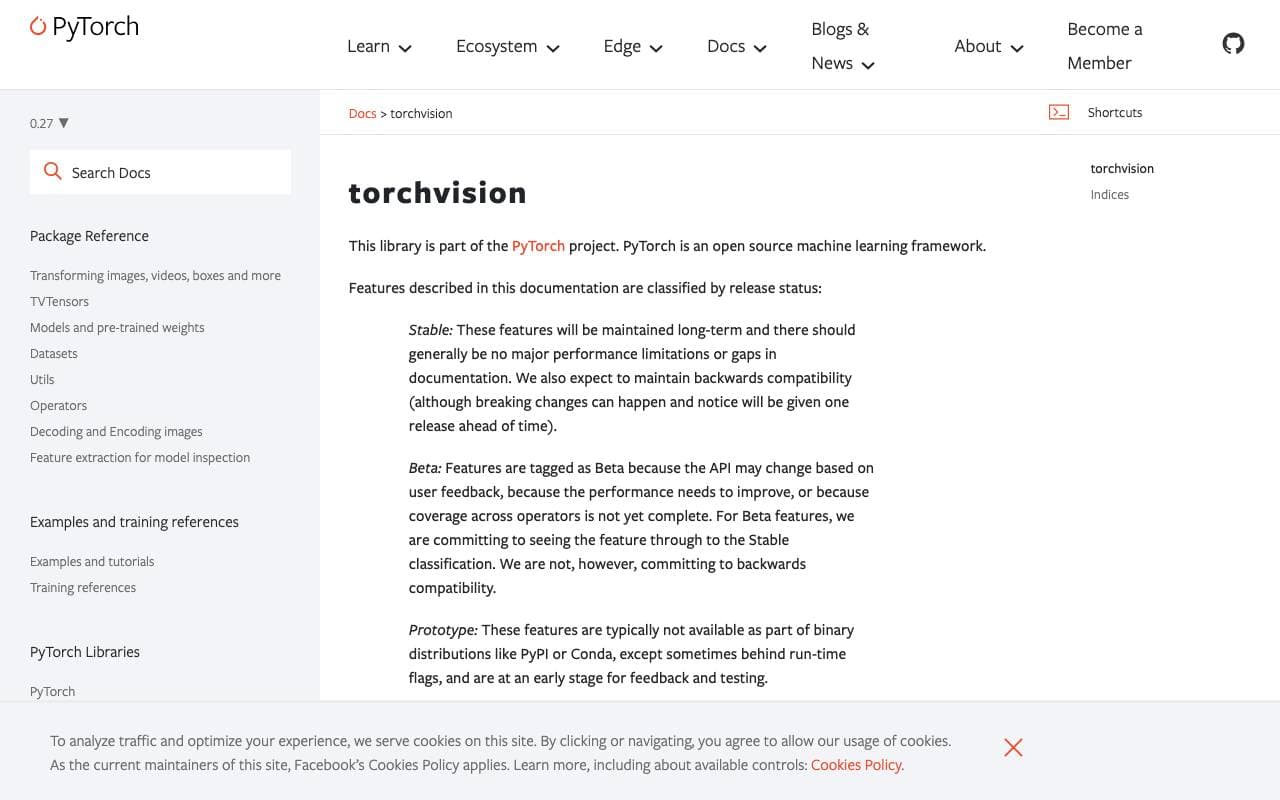 PyTorch Vision (TorchVision) interface preview