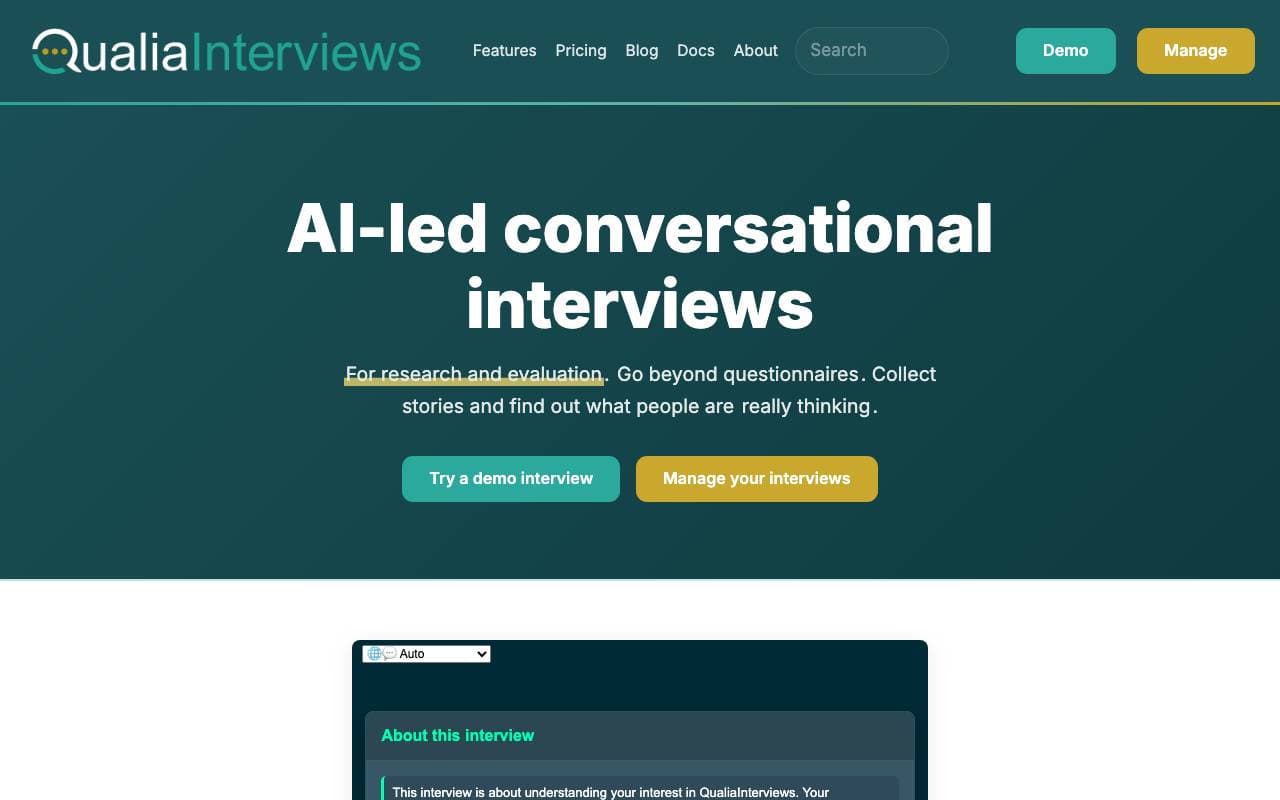 QualiaInterviews interface preview