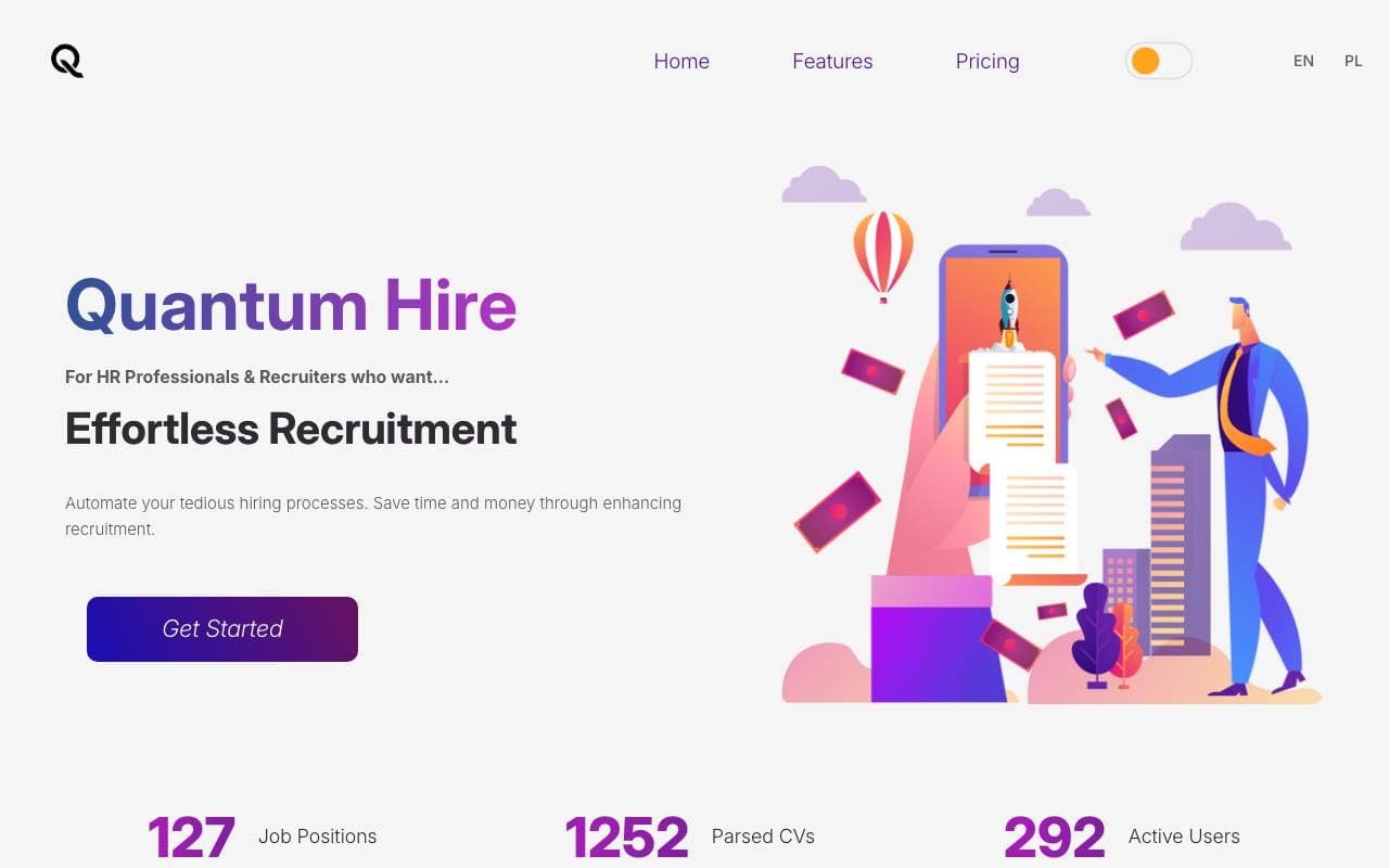 Quantum Hire interface preview