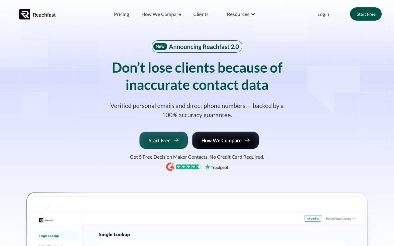 Reachfast.ai interface preview
