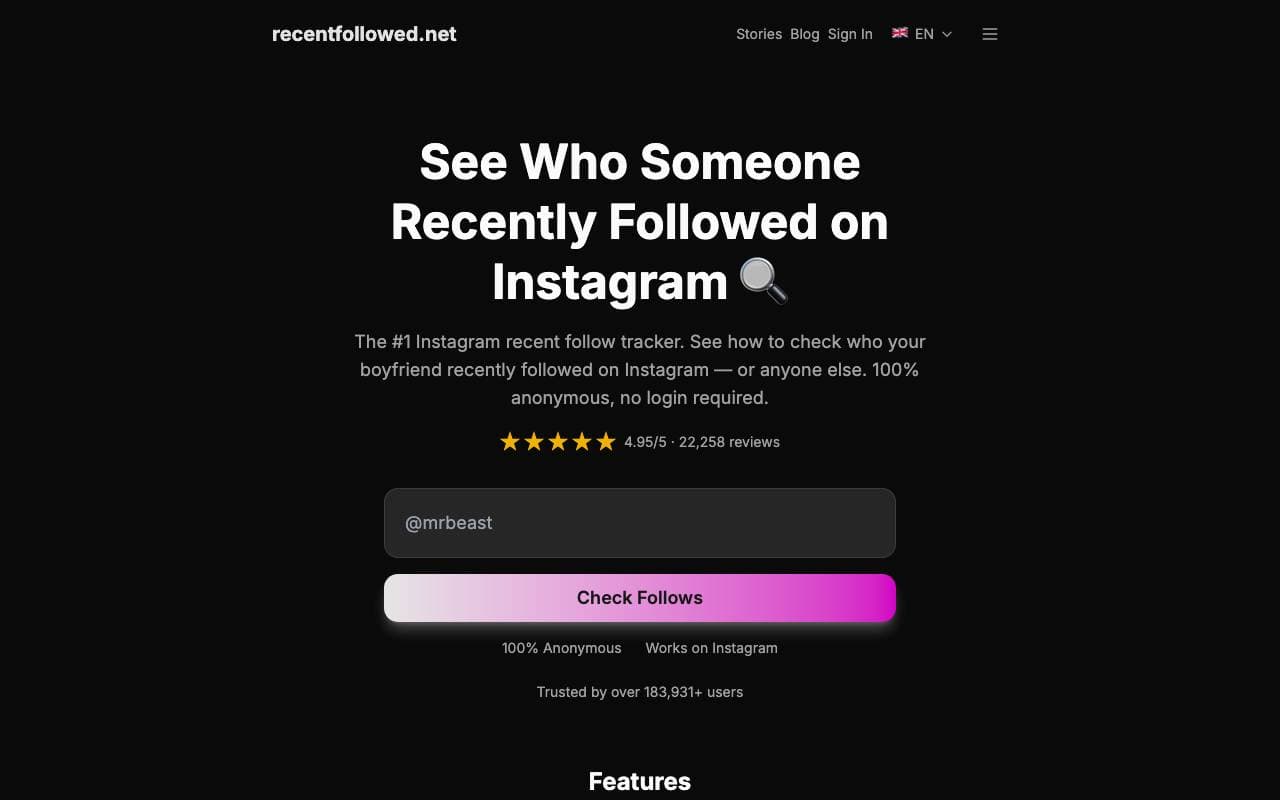 RecentFollowed interface preview