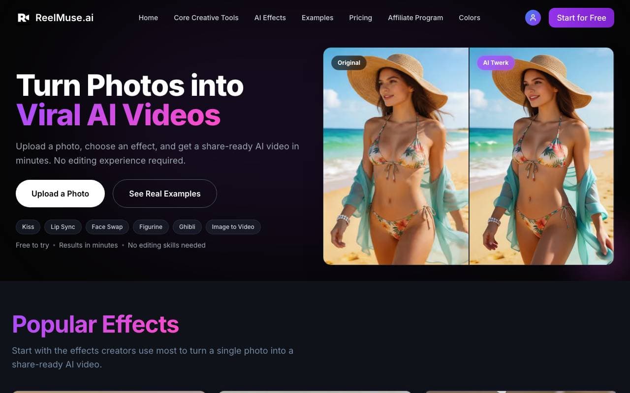 ReelMuse AI interface preview