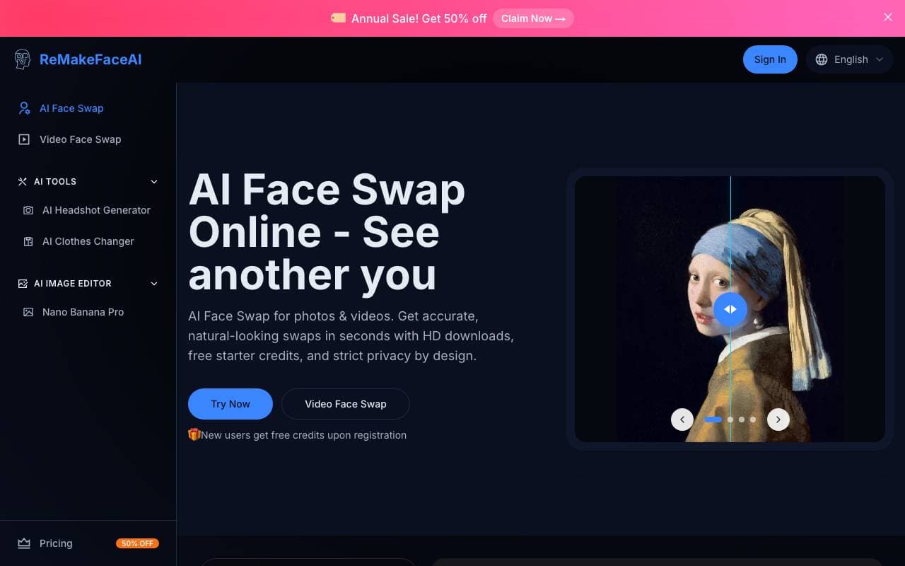 RemakeFace.ai interface preview