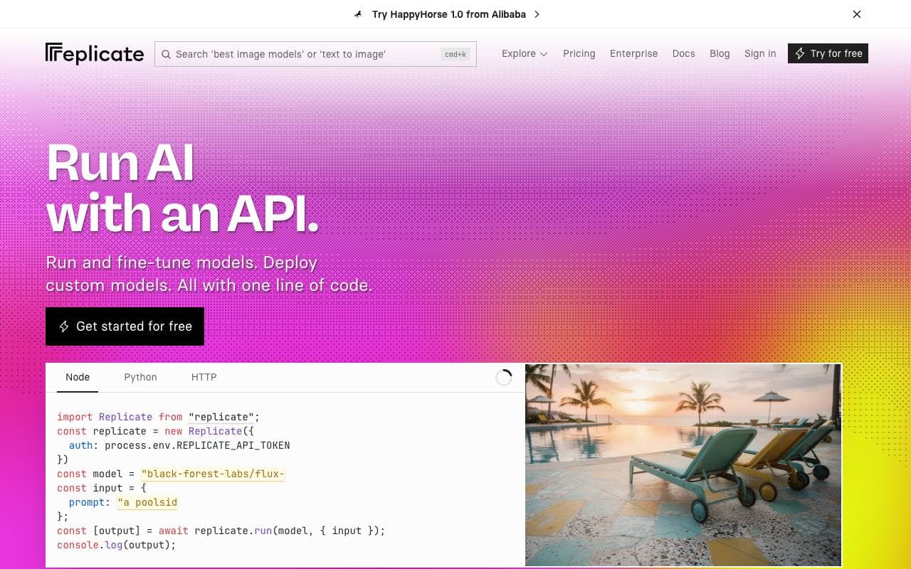 Replicate interface preview