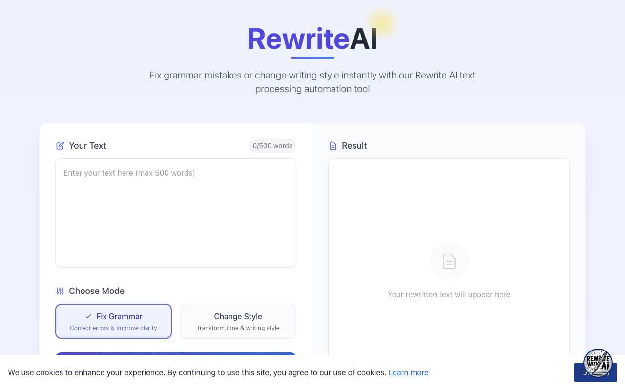 Rewrite AI interface preview
