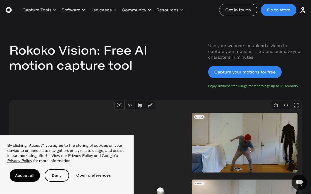 Rokoko Vision interface preview