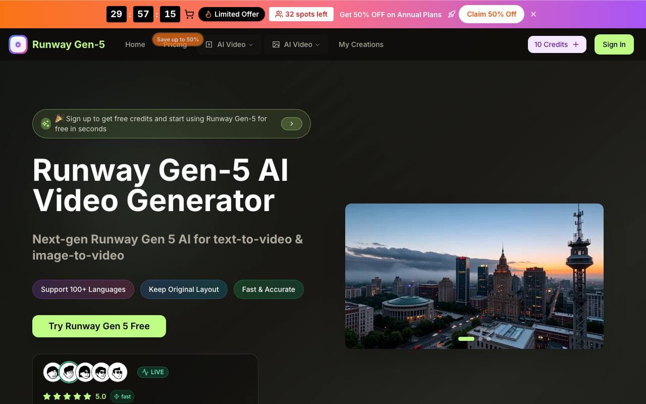 runway gen 5 interface preview