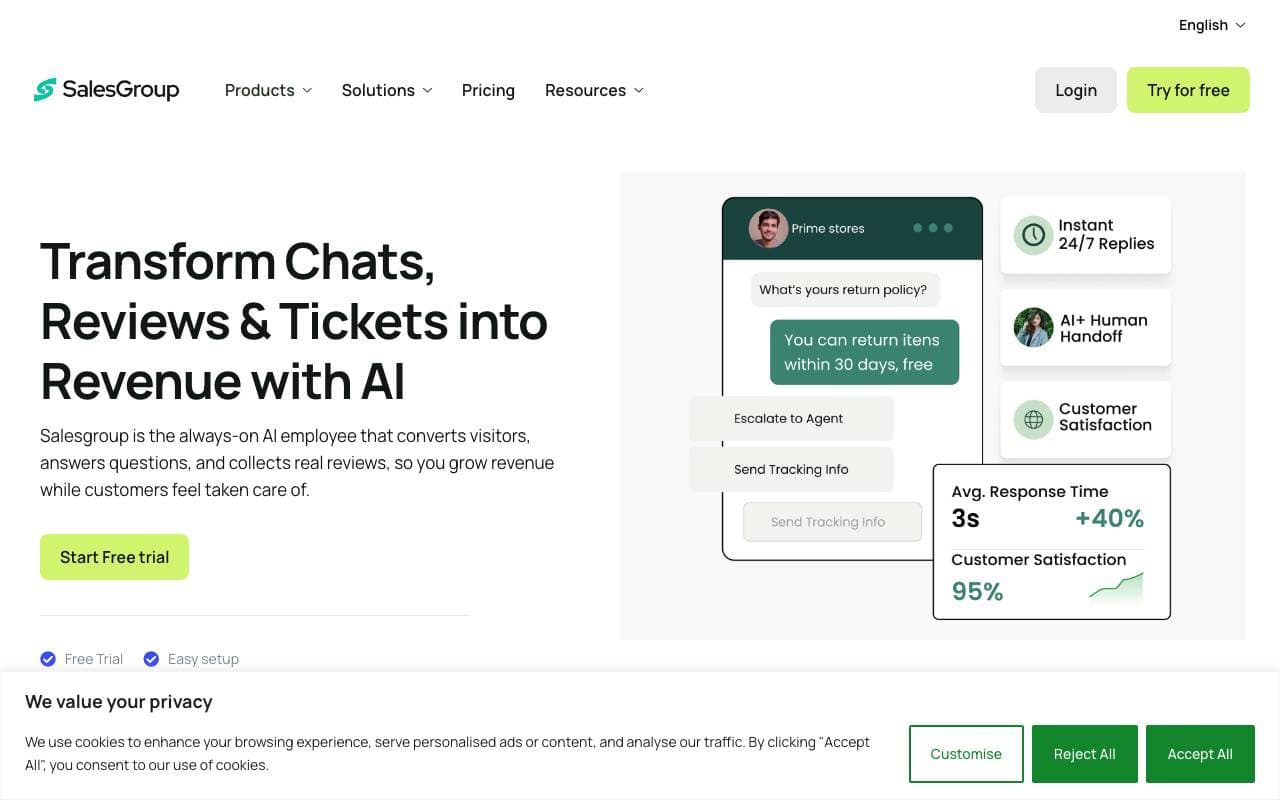 Sales Group AI interface preview