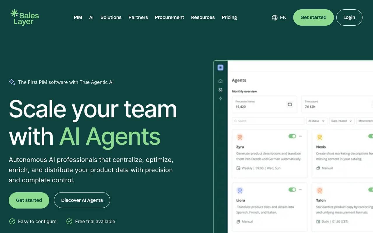 Sales Layer PIM interface preview