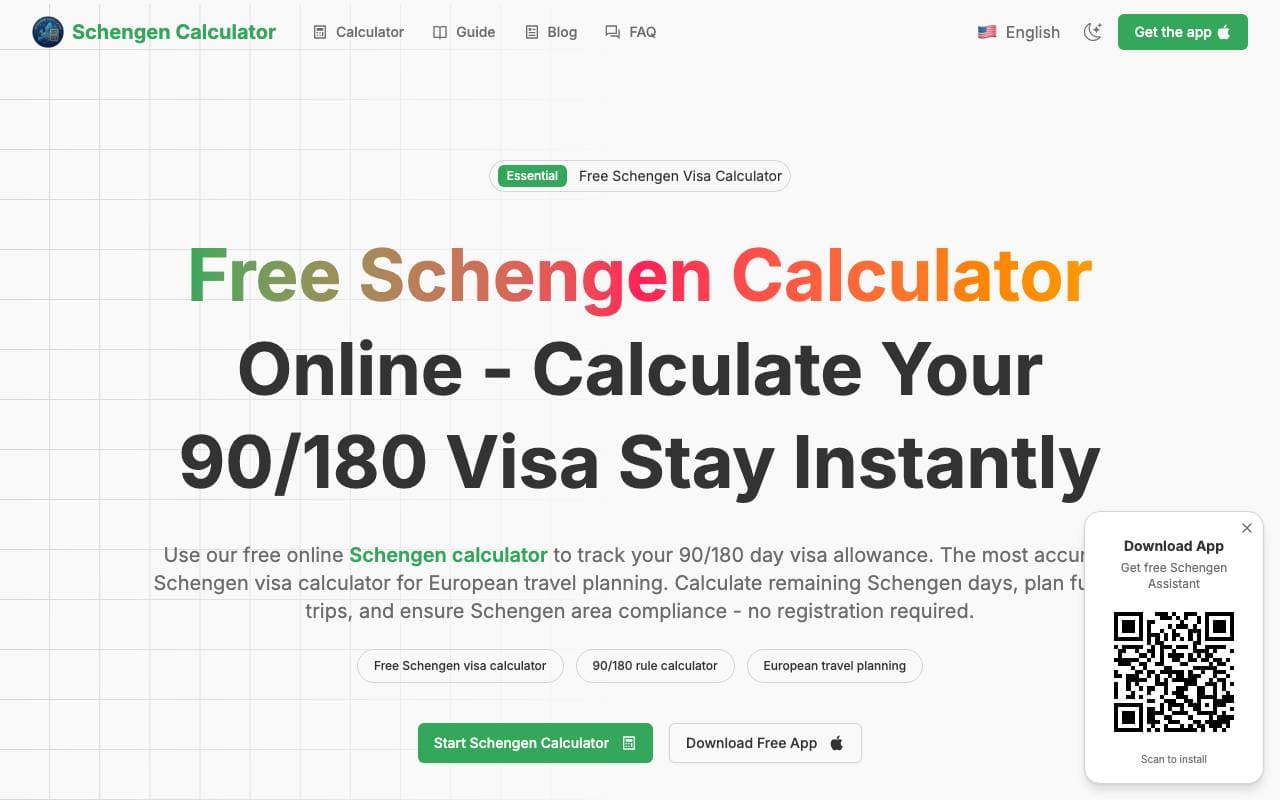 Schengen Calculator interface preview