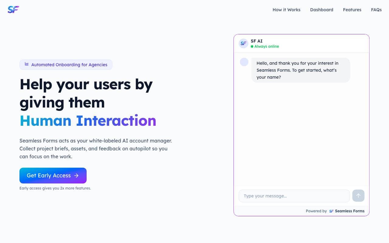 Seamless Forms interface preview