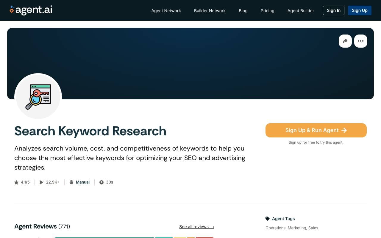 Search Keyword Research interface preview