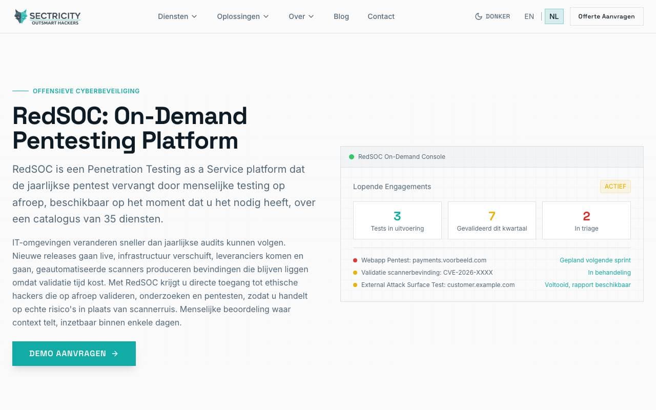 Sectricity RedSOC Platform interface preview