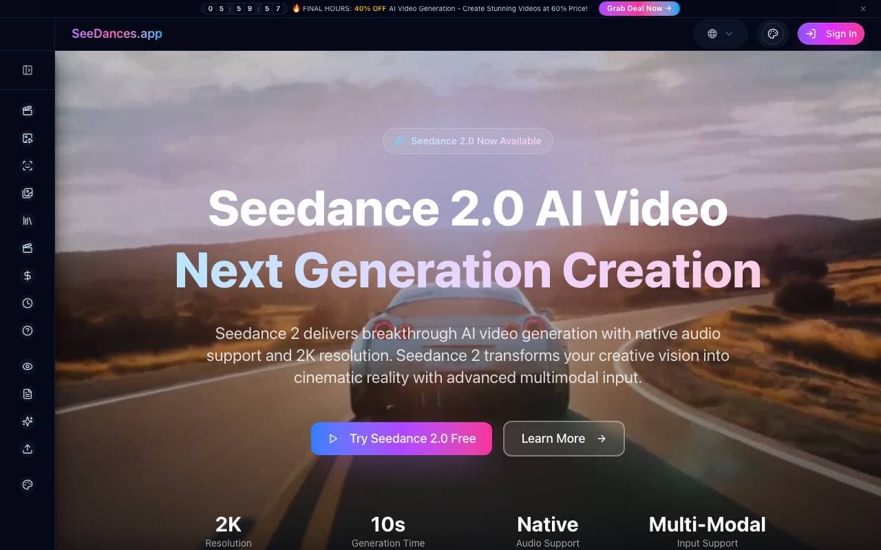 Seedance 2.0 app interface preview