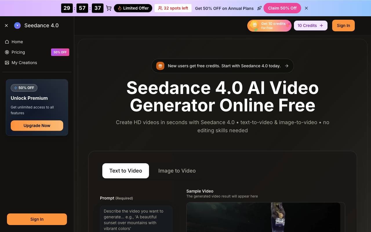 Seedance 4.0 interface preview