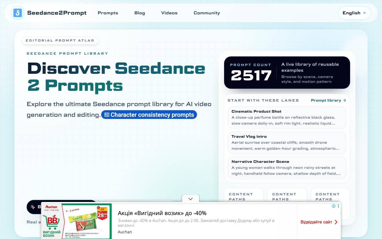 Seedance Prompt interface preview