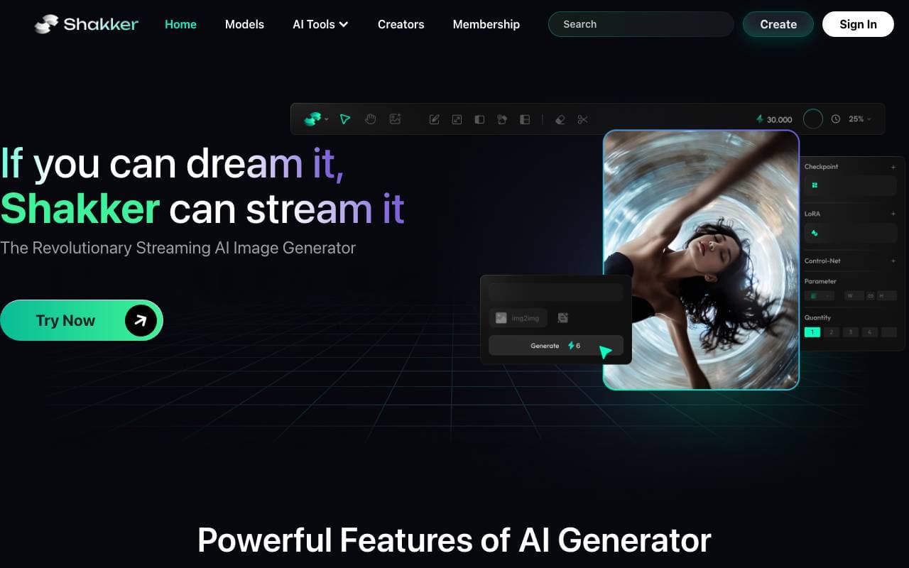 Shakker-ai image generator interface preview