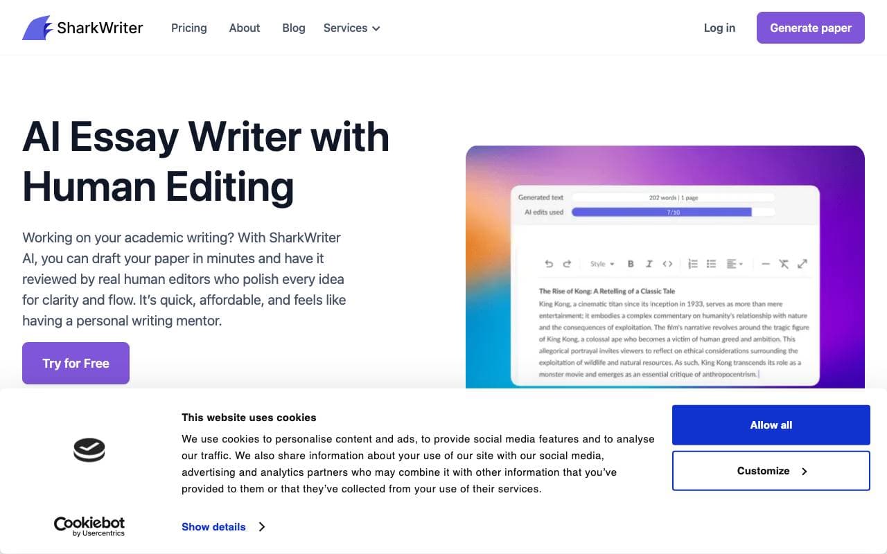 Sharkwriter interface preview