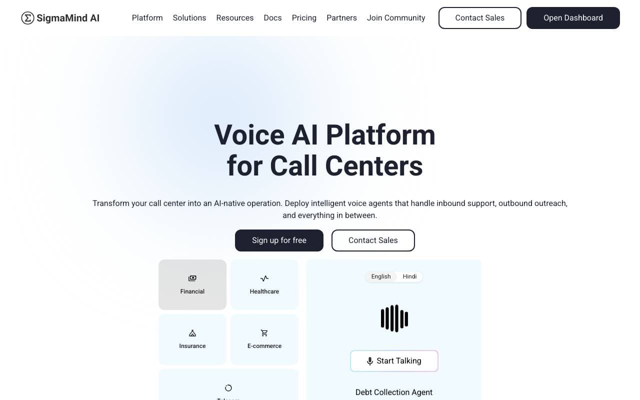 SigmaMind AI interface preview