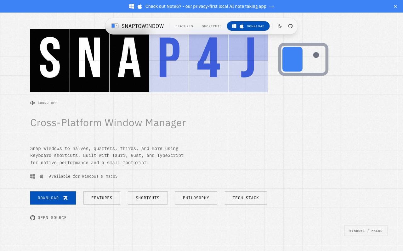 SnapToWindow interface preview