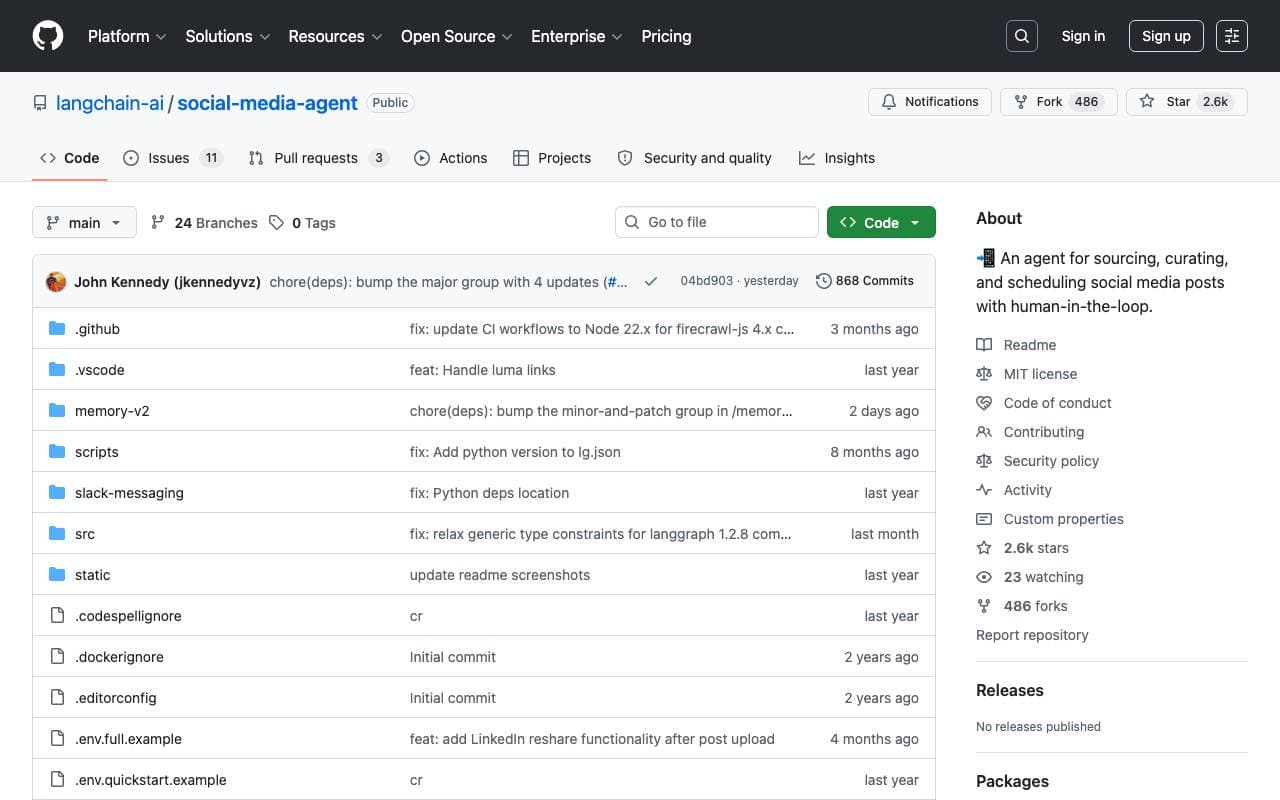 Social Media Agent interface preview
