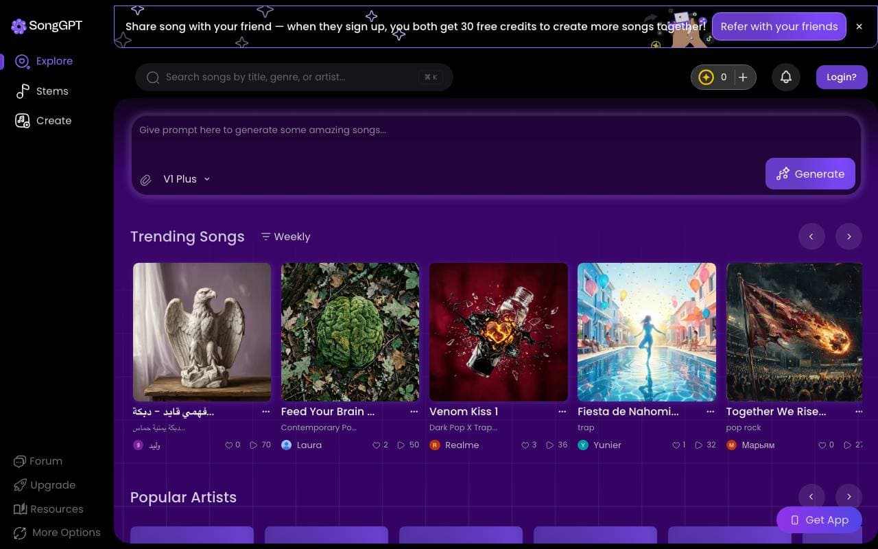 Song GPT interface preview