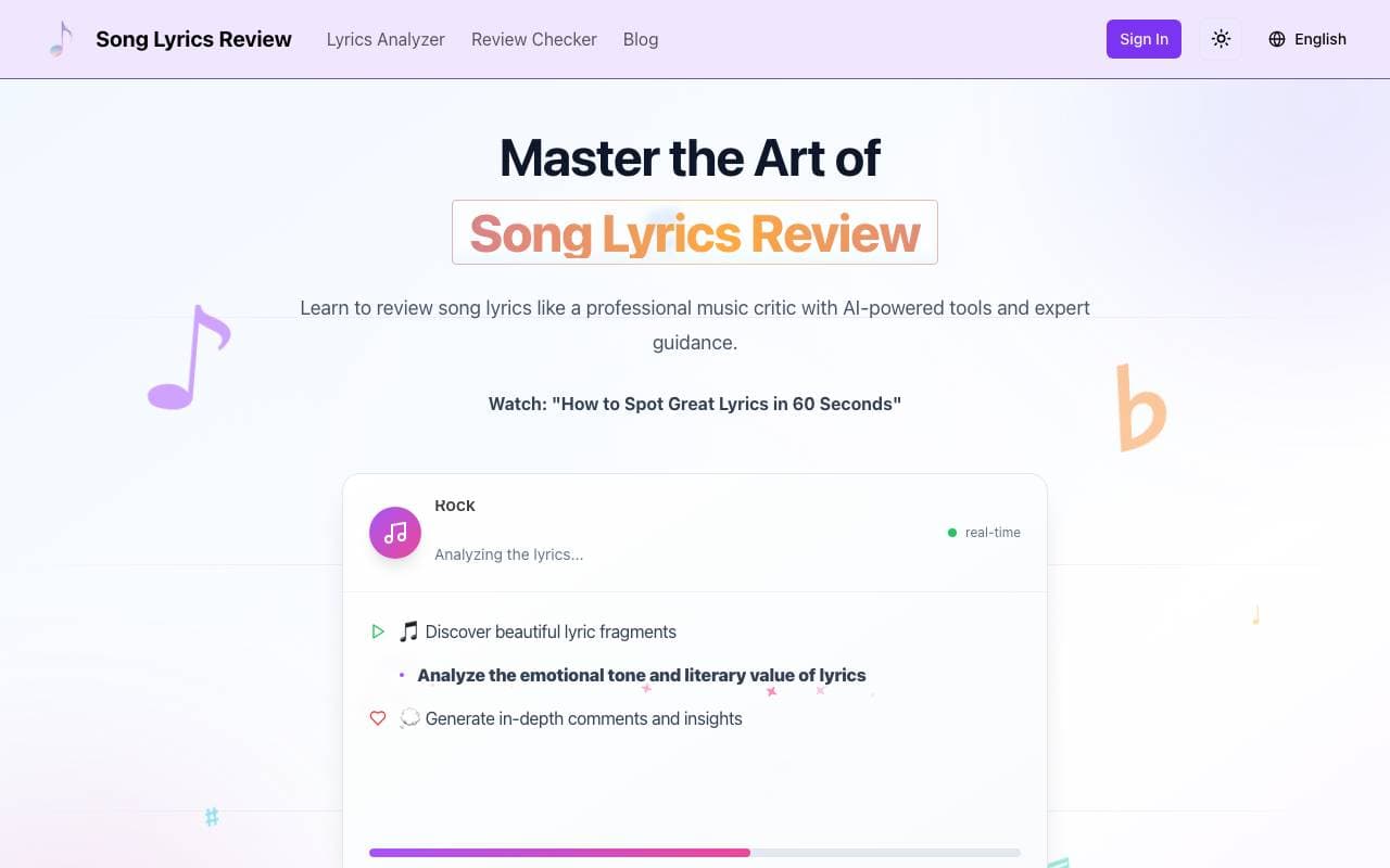 Song Lyrics Review interface preview