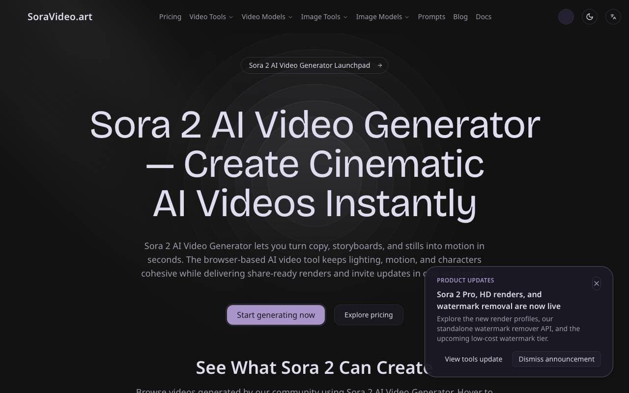 SoraVideo.art interface preview