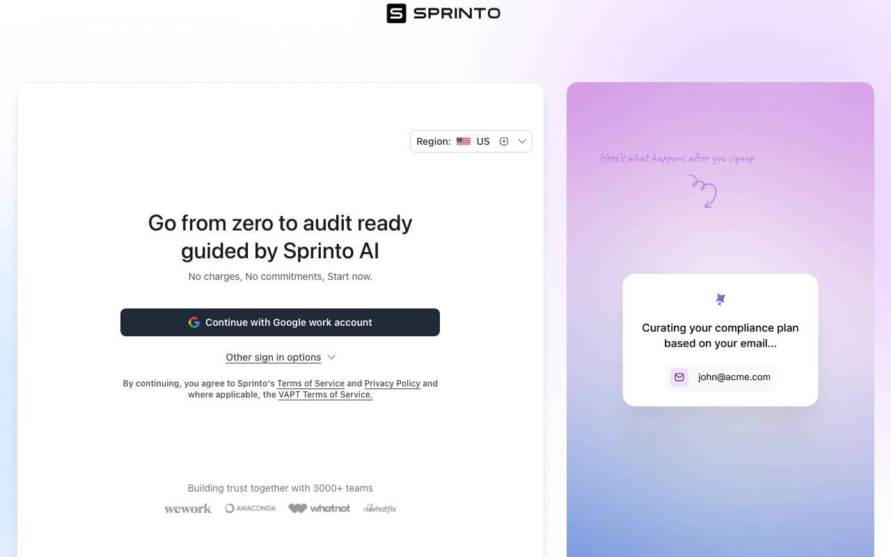 Sprinto AI interface preview