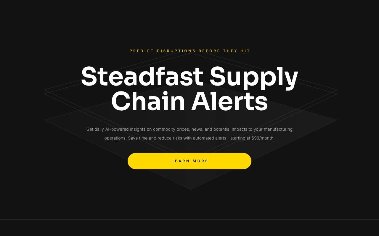 Steadfast Supply Chain Alerts interface preview