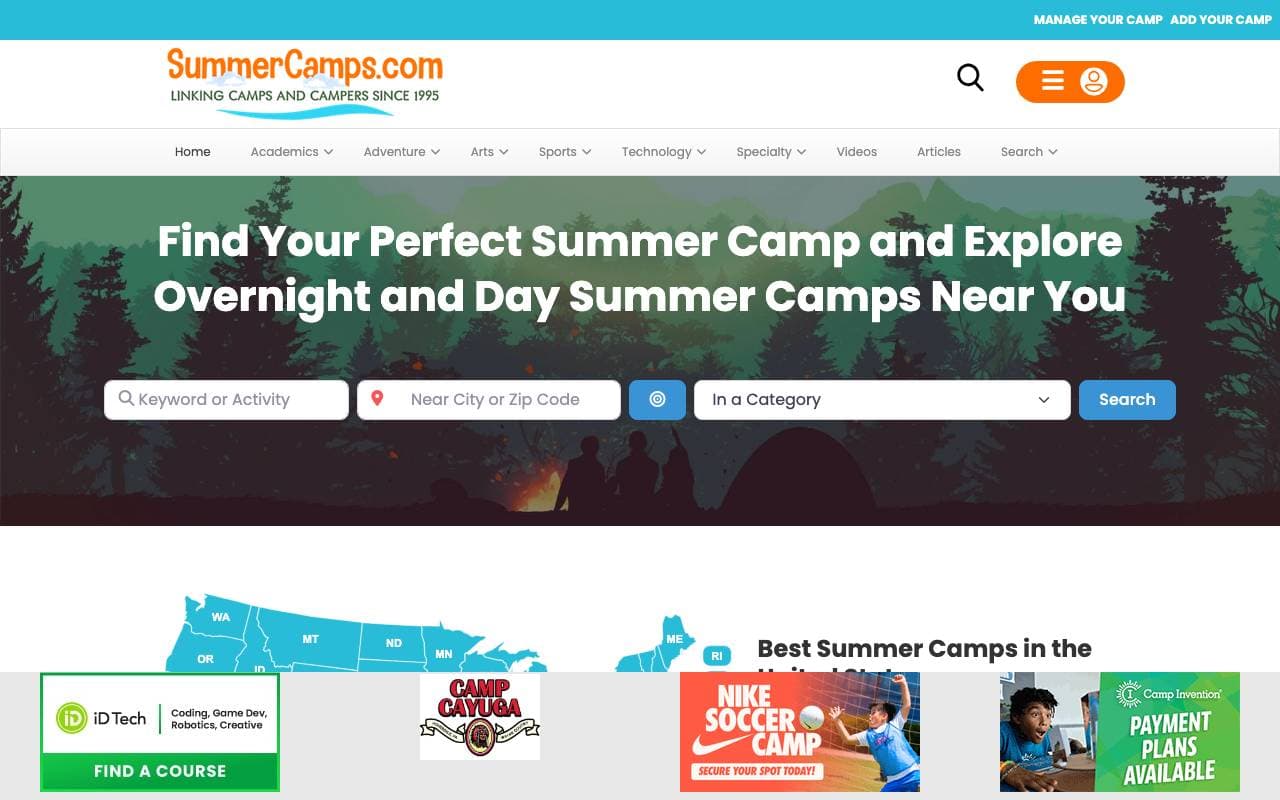 SummerCamps interface preview