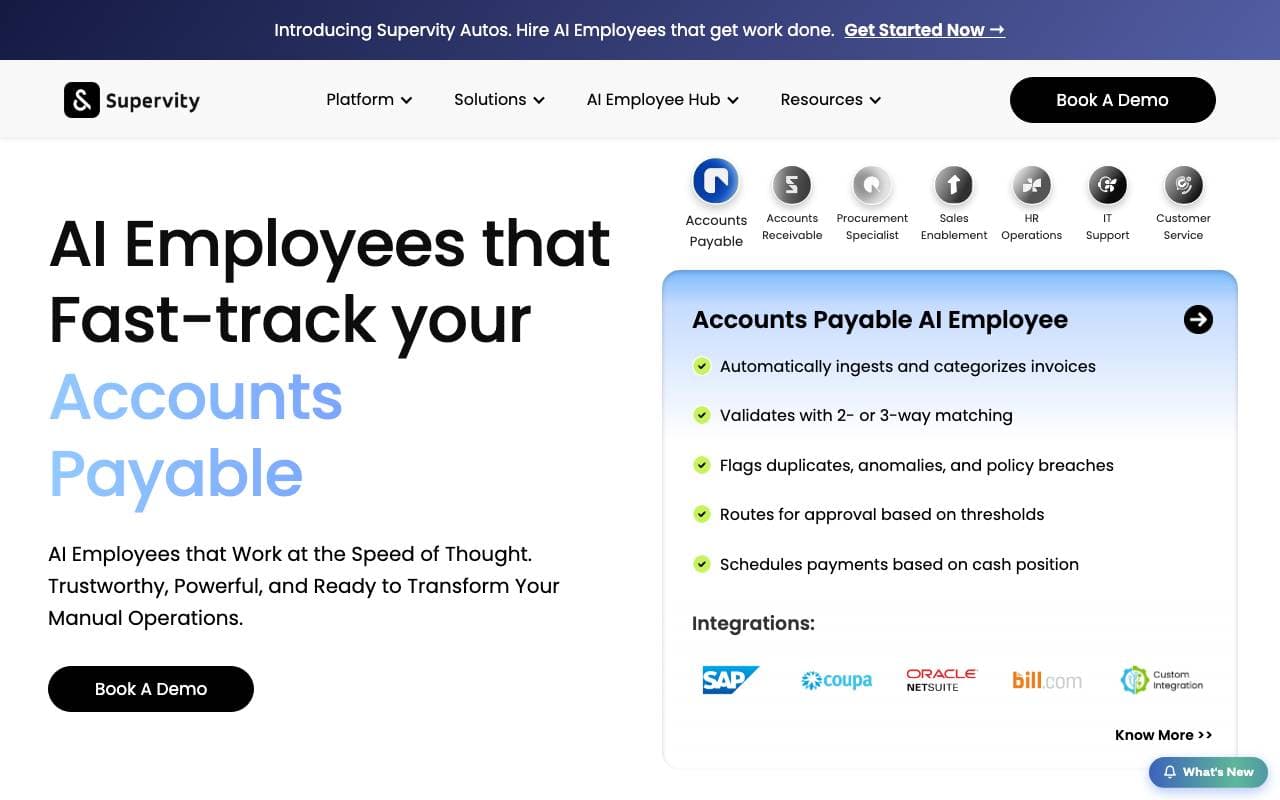 Supervity AI Employee interface preview