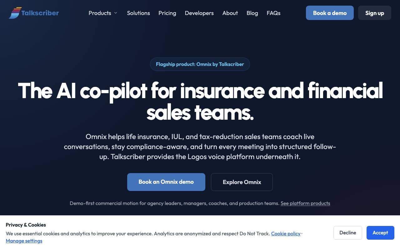 Talkscriber Omnix interface preview