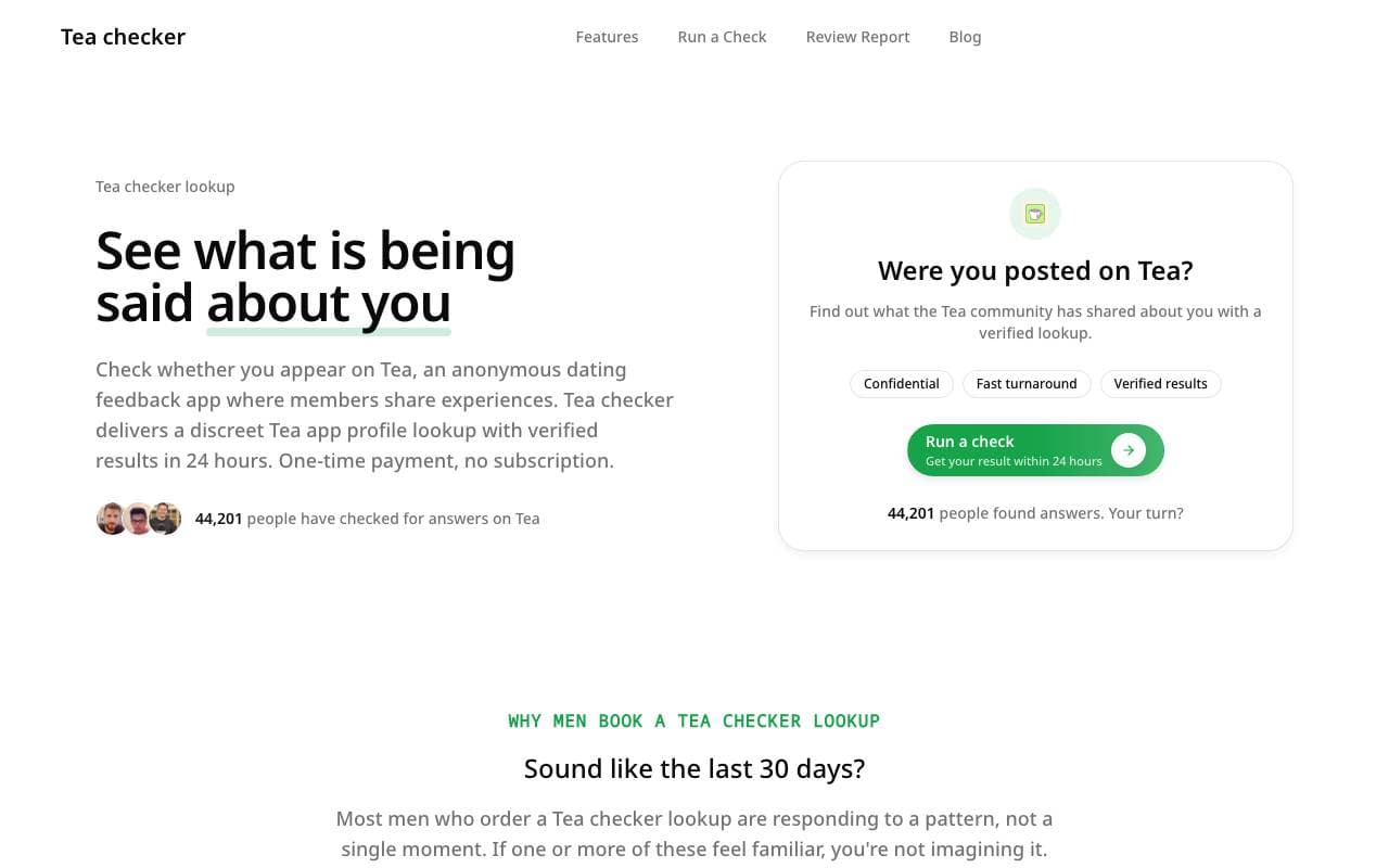 Tea checker interface preview