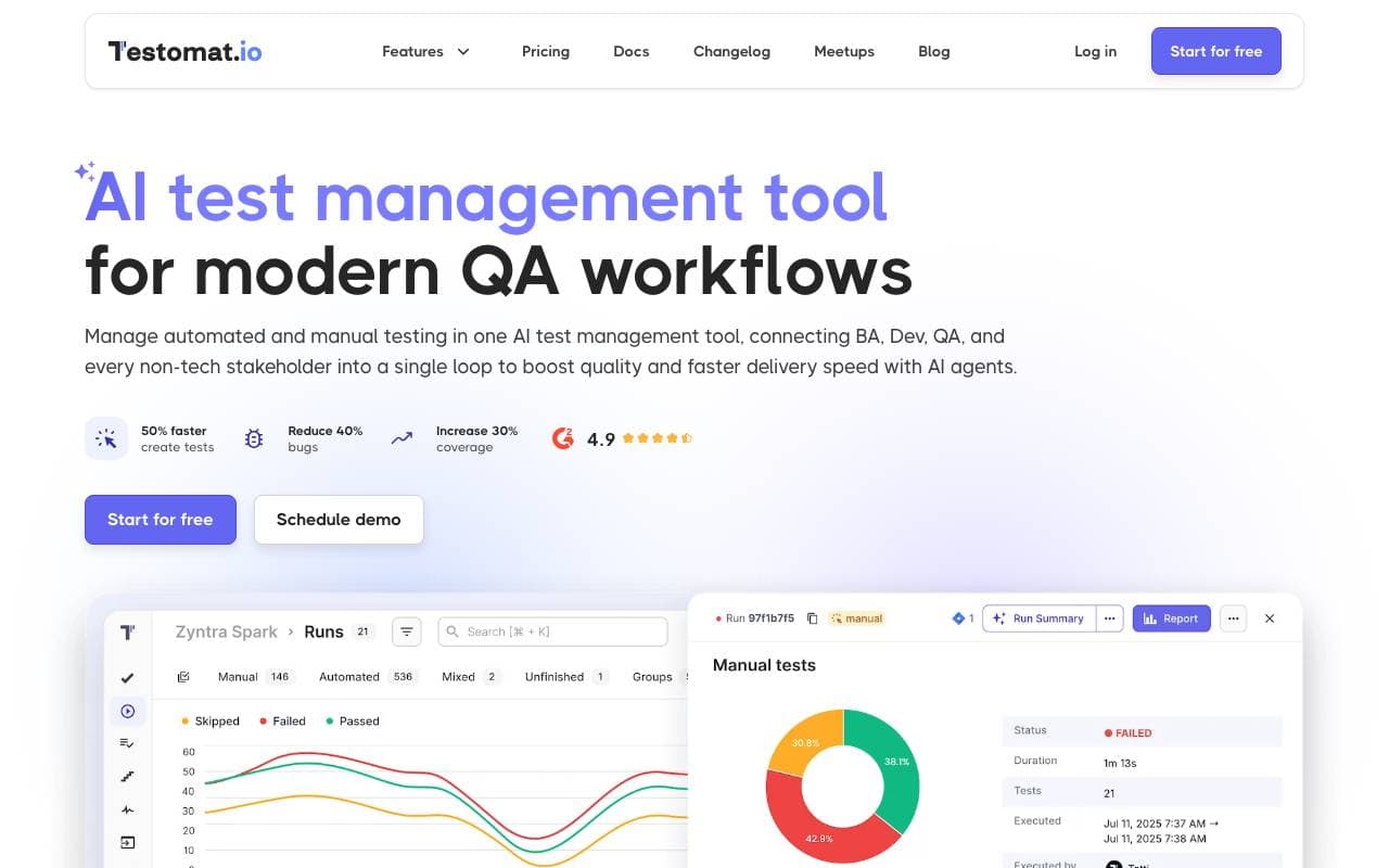 Testomat.io interface preview