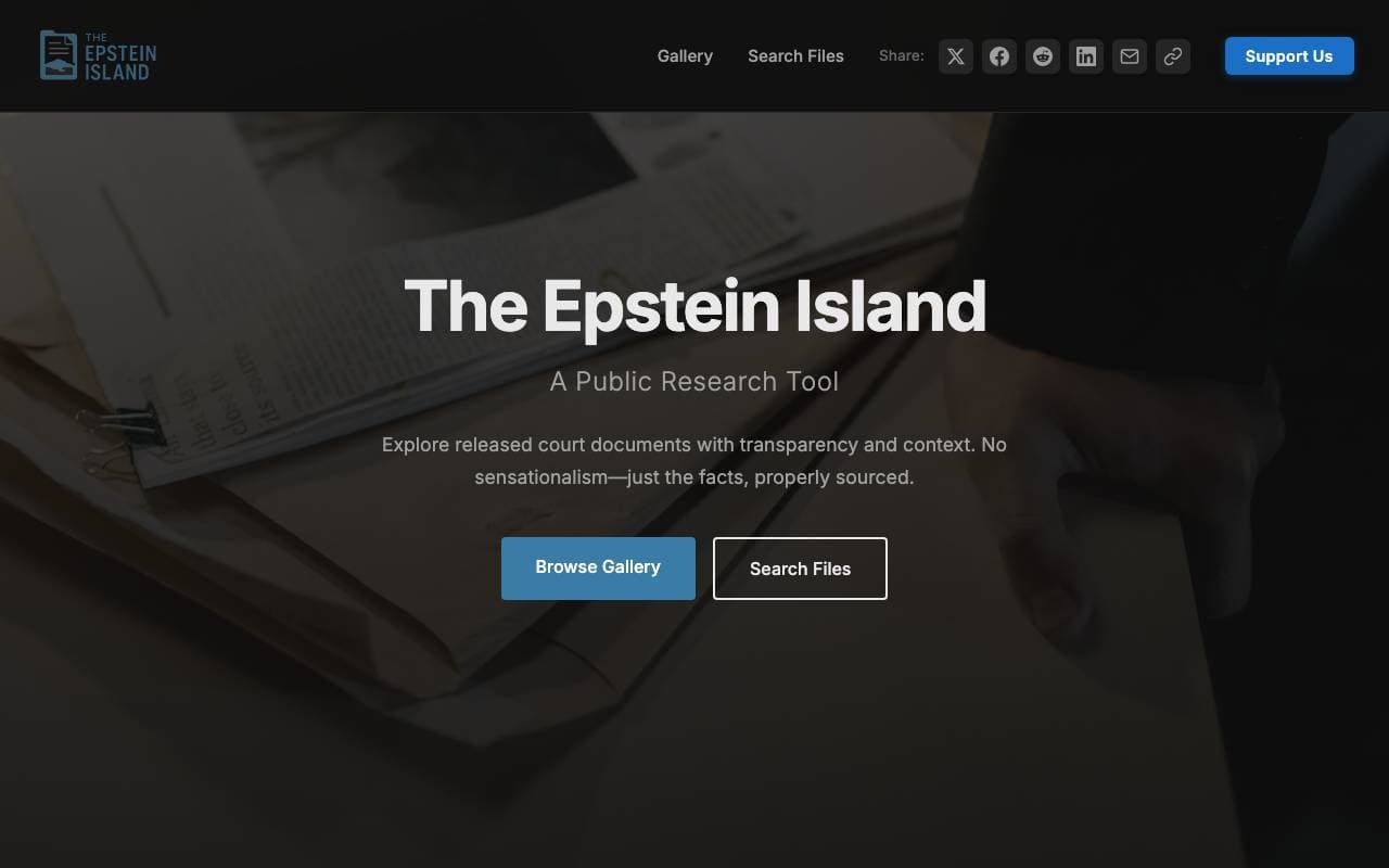 The Epstein Island interface preview