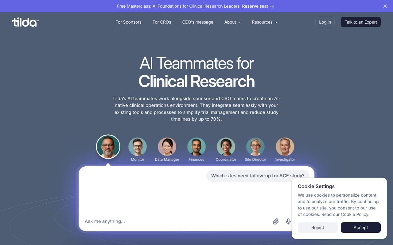 Tilda Bio AI interface preview