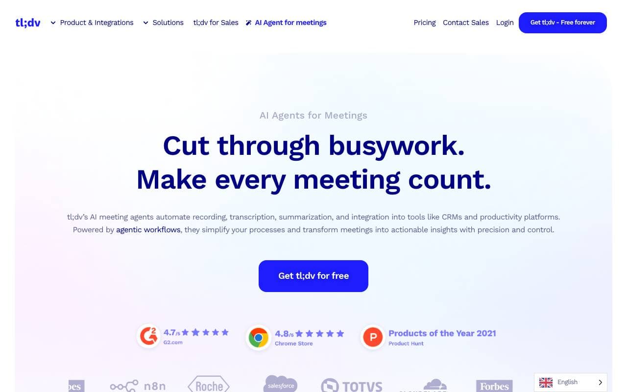 tl;dv AI Agent for Meetings interface preview